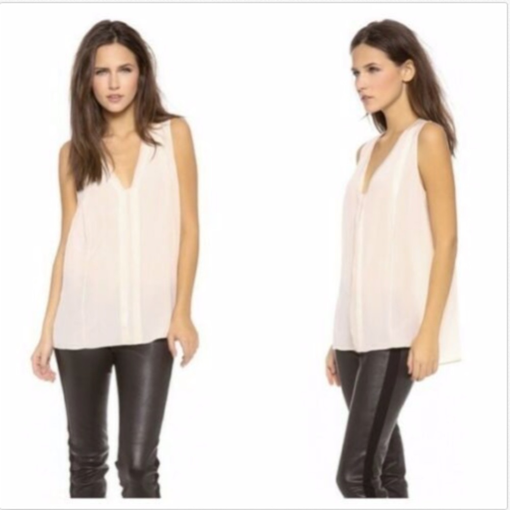 Vince Picot Edge Sleeveless Silk Blouse M peach